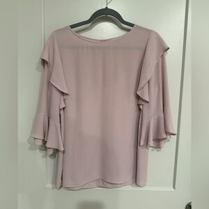 LOFT Soft Lavender Ruffle Sleeve Blouse